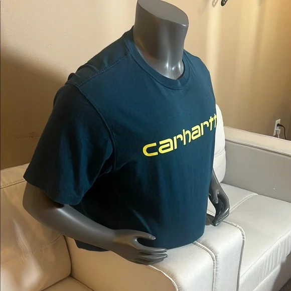 Carhartt Men’s Blue and Yellow Short Sleeve Tee Size Large - Picture 2 of 7